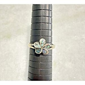 Abalone Shell Plumeria Flower Ring Minimalist Style Floral Ring 8.5 - Gift Box!